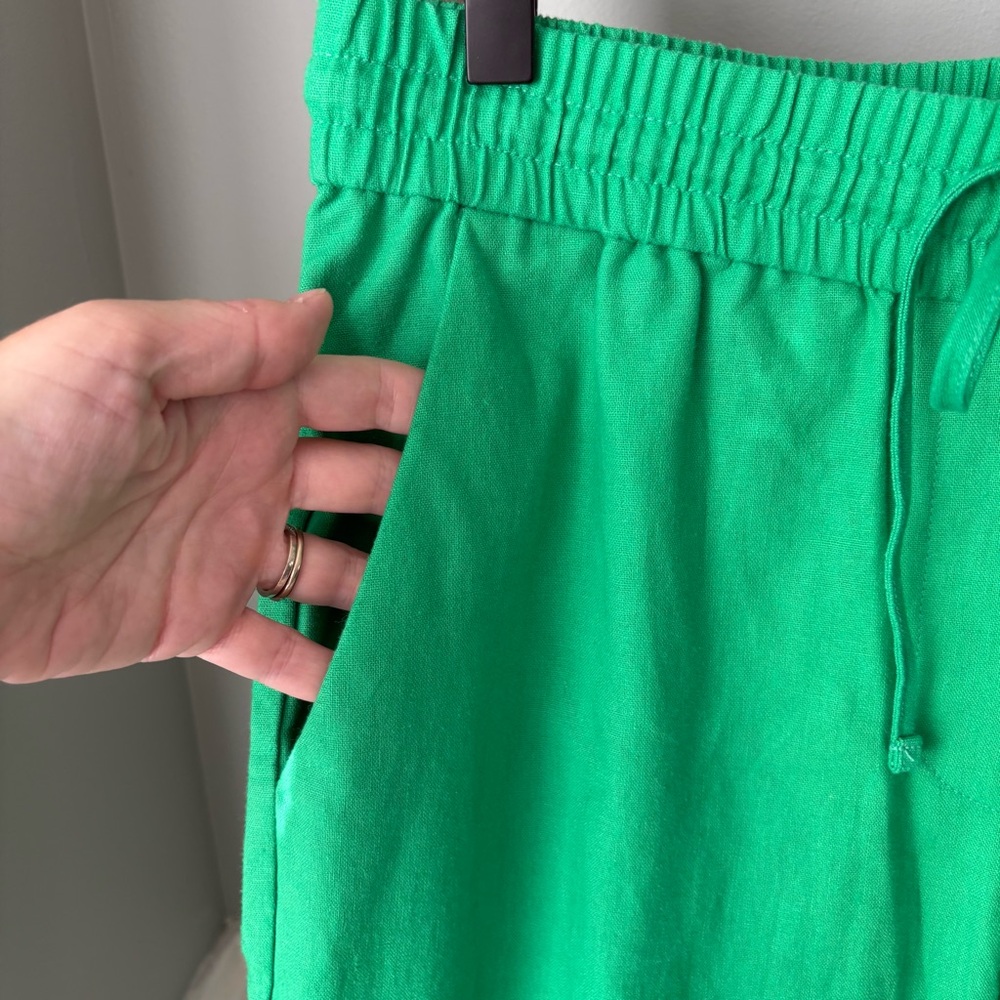 J. Crew Factory Solid Linen Drawstring Pant in Green Sz 6 - 1747 - Picture 3 of 9